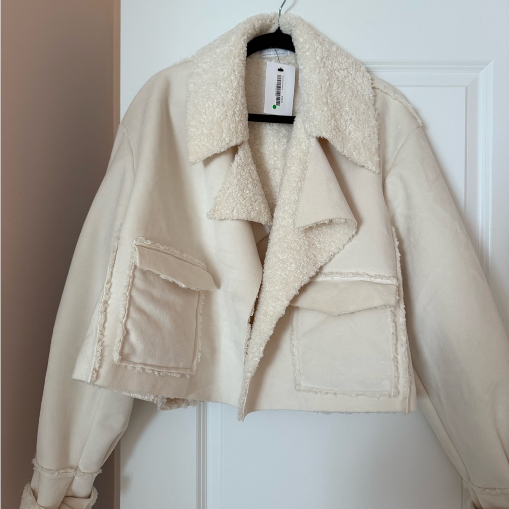 OAK + FORT Cream Teddy Jacket